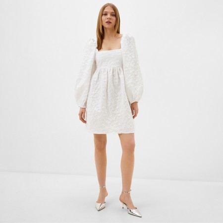 Women's dress with a bow Mist, p. S, white-1