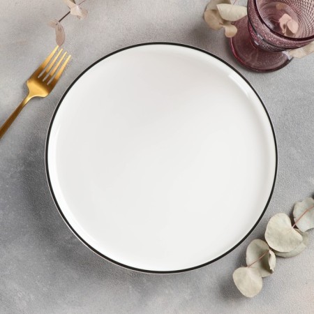 Porcelain plate with the side "Frontier", d = 25 cm, white color-1