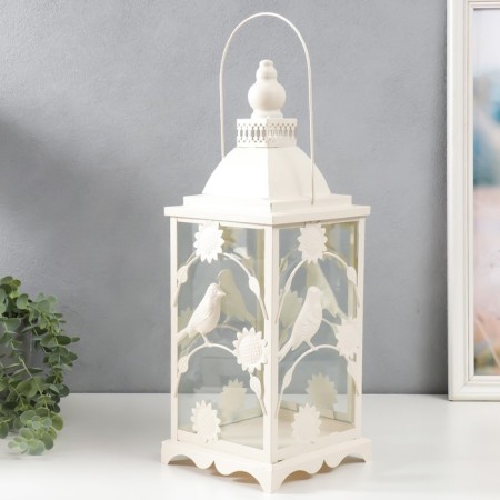 Climber Metal, glass "Lantern-Bird Garden" Nr 2 pcs D-9, 12 cm white 17x17x44 cm-4
