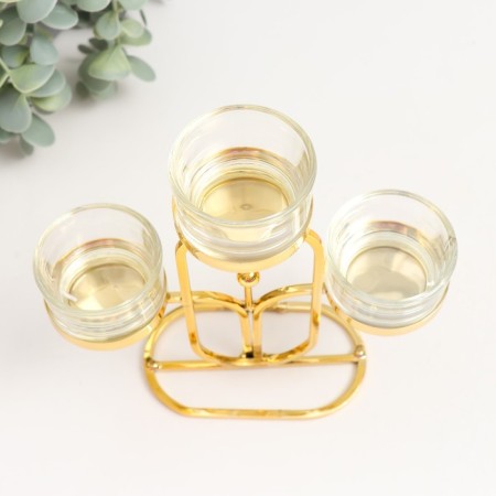 Summary metal for 3 candles "oval" d = 4.5 cm gold 6x15x17 cm-4