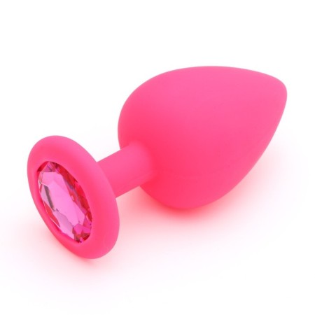 Anal traffic jam-hoods, with a crystal, without vibration, Soft silicone, 44 x 94 mm, pink-1