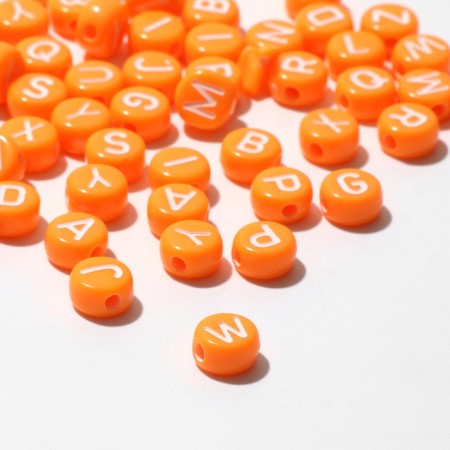 Acrylic bead "English letters" mix, 7 × 4 mm, set 10 g, orange color-1