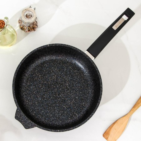 Granite Star pan, d = 26 cm, glass cover, anti -stick coating, black color-1