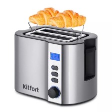 Toster KitFort KT-6251, 800 W, 6 frying modes, 2 toasts, black-silver