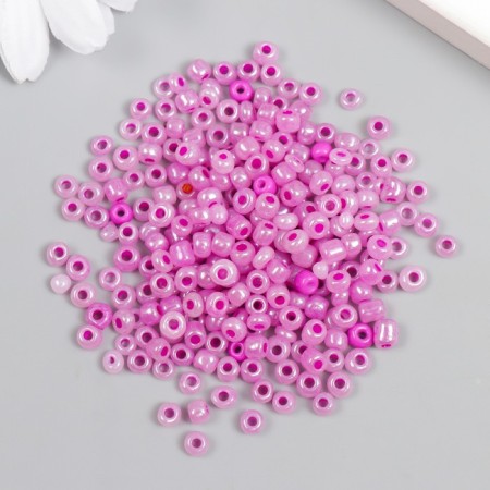 Round beads 6/0 "Pink-lilac mother of pearl" 20 g-1