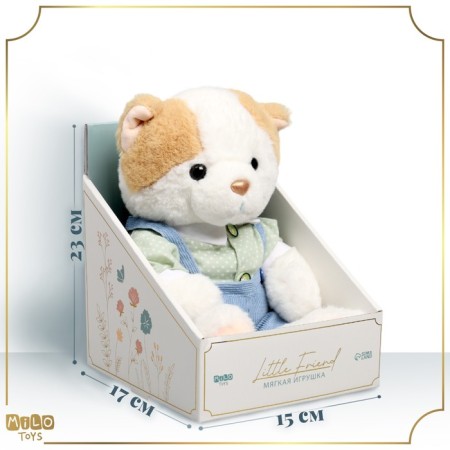 Soft toy "Little Friend", a cat in a blue overalls-1