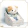 Soft toy "Little Friend", a cat in a blue overalls