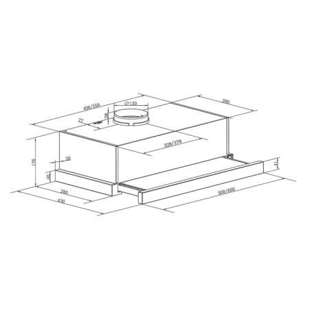 Kitchen hood Homsair Flat 60 Glass, 20 m2, 2 modes, black-1
