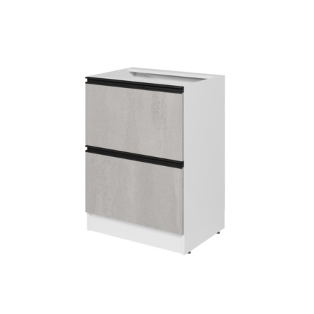 Floor cabinet with 2 drawers of suite, 600x450x820, white/light concrete/anthracite