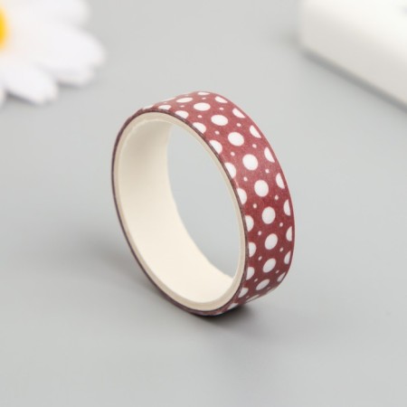 Adhesive tape Paper "Red Patterns" Width 1 cm winding 2 m set 5 pcs-1