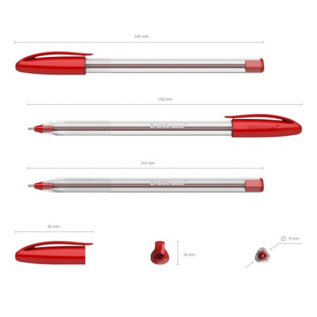 Ballpoint pen Erichkrause U-108 Classic Stick 1.0, Ultra Glide Technology, Ink red-3