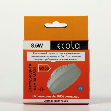 LED LED ECOLA, GX53, 8.5 W, 4200 K, 220 V, 27x75 mm, matte glass-5