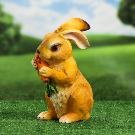 Garden figure "Hare with carrots" Red 26x16x12cm-1