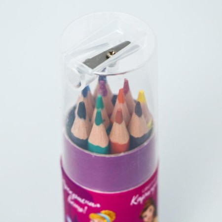 Colored pencils in a tube, 12 colors, trihedral, princesses-3