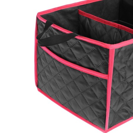 Organizer in the trunk, folding, quilted, oxford, 38 × 31 × 25 cm, black, red line-1