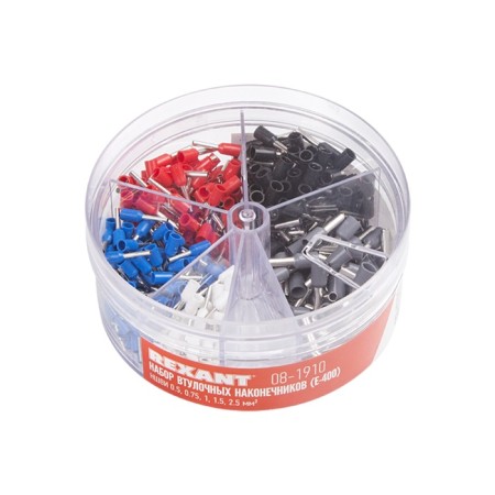 A set of NSHVI bushing tips (0.5 mm²; 0.75 mm²; 1 mm²; 1.5 mm²; 2.5 mm²) in boxing (E-400)