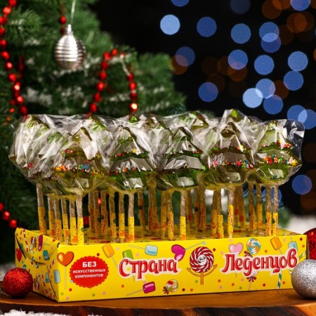 Caramel on a stick "Christmas tree", green, 30 g-3