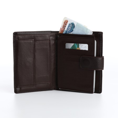 Male purse on magnet 3 in 1, department for auto documents, passports, brown color-6