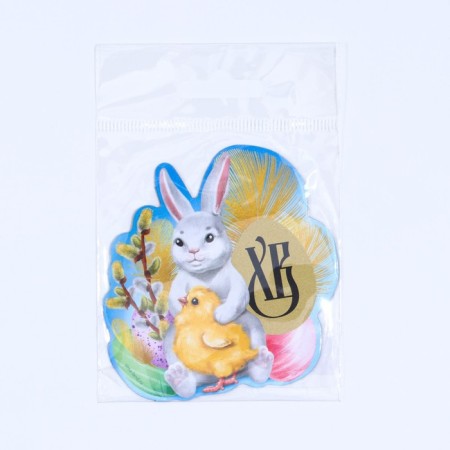 Magnet with a plotch-layer "Rabbit and chicken", 6.9 x 7 cm.-4