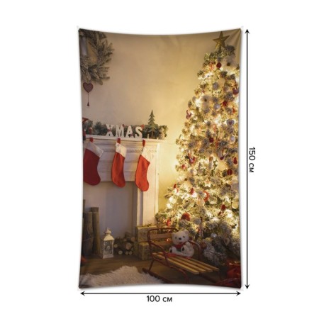 Decorative panel with photo printing "New Year's atmosphere", vertical, size 100x150 cm-1
