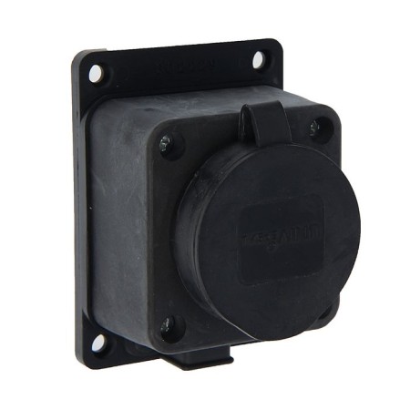 Universal socket, wall, 16 a, with salary, IP 44, with a plug, rubber, black-1