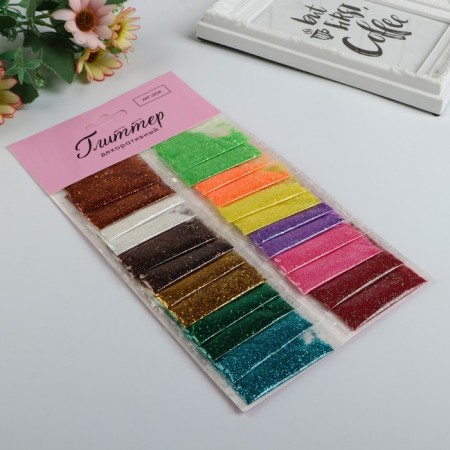Glitter for creativity "Powder Neon" set 24 packages 1 package 2 g 24.5x13 cm-1