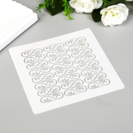 Plastic stencil "Patterns with curls" 13x13 cm-1