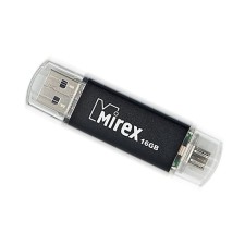 Flash drive Mirex Smart Black, 16 GB, USB2.0, USB/microUSB, th he is up to 25 mb/s, pake up to 15 Mb/s, black