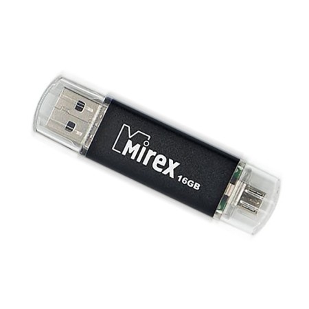 Flash drive Mirex Smart Black, 16 GB, USB2.0, USB/microUSB, th he is up to 25 mb/s, pake up to 15 Mb/s, black