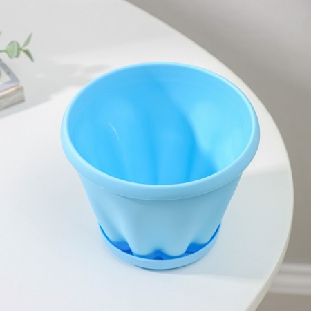 Pot for flowers with the Podon "Noble", 450 ml, d = 11 cm, blue color-2