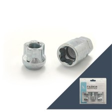 Secret nut m12x1.5, 22, cone, open, zinc, 4 pcs + key, JN-501