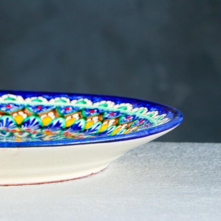 Plate of the Rishtan ceramics "Flowers", 22 cm, blue-5