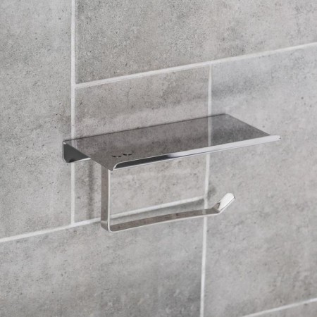 Holder for toilet paper with a shelf, 7.5 × 18 × 10 cm, stainless steel