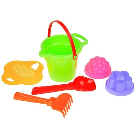 Sanding set No. 50: bucket, strainer-color, scoop, robberies, 2 molds for sand, mix color-2