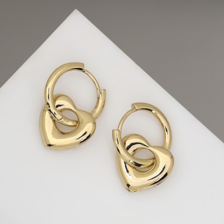 Earrings Metal "Heart" rhythm, color gold-1
