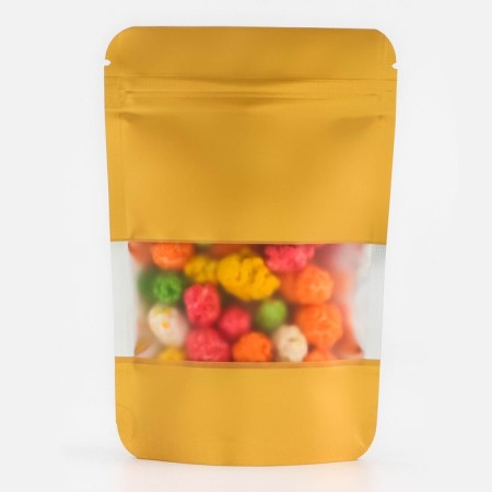 Pack Doy-Pak, matte, gold with a window, 10 x 15+ 3 cm