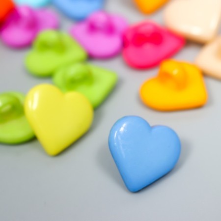 Buttons plastic for creativity on the leg "colored hearts" set of 60 pcs 1.2x1.2 cm-1