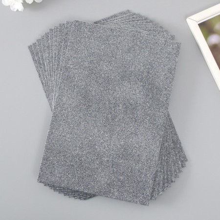 Foamiran glitter 2 mm, 20x30 cm, dark silver-1