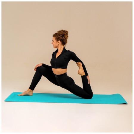 Fitness and yoga mat, 183x61x0.6 cm, gray/blue color-11