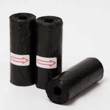 Packets for cleaning dogs are plain (3 rolls of 15 packages 29x21 cm), black