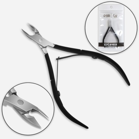 Manicure nippers for cuticle, double spring, 11 cm, blade length - 8 mm, silver/black color-2