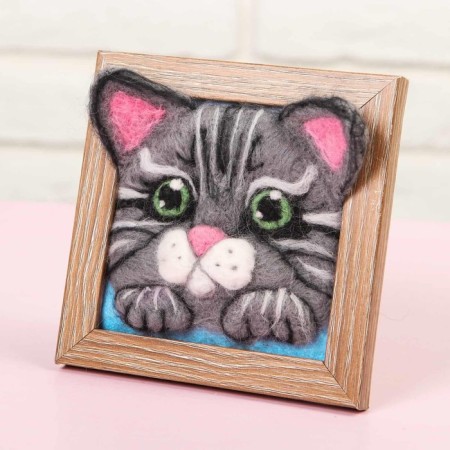 Volumetric painting with wool "kitten", 10x10 cm-2