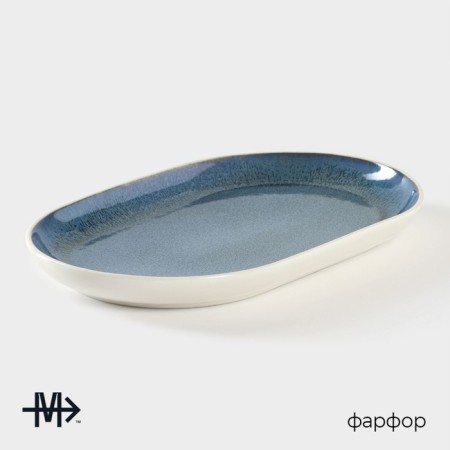 Porcelain oval Magistro Ocean, 25 × 16 × 2.4 cm, blue color-1
