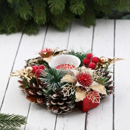 Candle with a candle "Grand" with winter colors, 16 cm