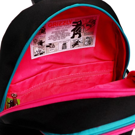 School backpack, 38 x 28 x 18 cm, Grizzly, ergonomic back, + keychain, black-9