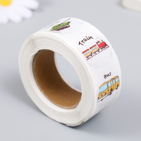 Stick Paper "Such different transport" d = 2.5 cm 500 pcs in a roll 3x6.5x6.5 cm-1