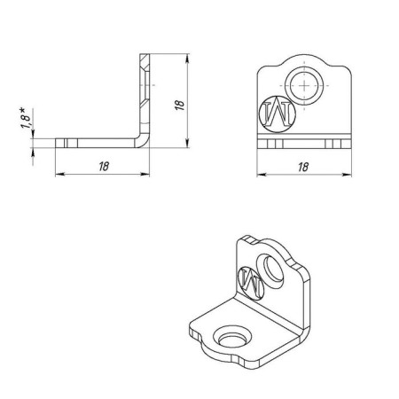Furniture corner 18 x 18 x 18 x 1.8 mm, galvanized-1