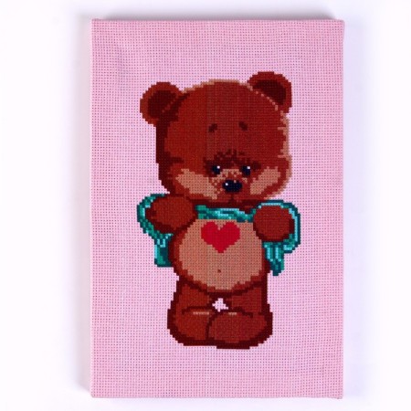Embroidery with a cross on the canvas, the series Cross Stitch, on the subframe "Bear"-1