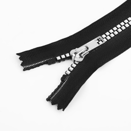 Lightning "Tractor", No. 5, non -proceeding, decorative link "Square", castle machine, 18 cm, black/silver color-1