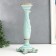Polystone candlestick for 1 candle "lush sheet" of pale blue 26.5x9x9 cm
